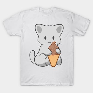 Chocolate Ice Cream White Cat T-Shirt